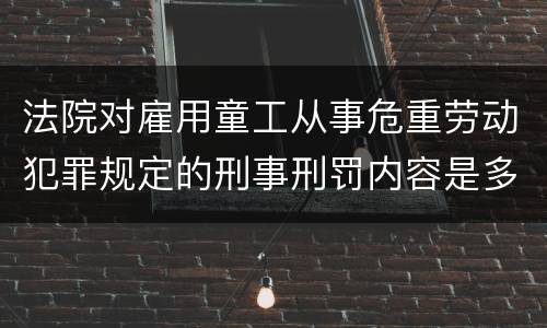 法院对雇用童工从事危重劳动犯罪规定的刑事刑罚内容是多少