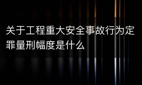 关于工程重大安全事故行为定罪量刑幅度是什么