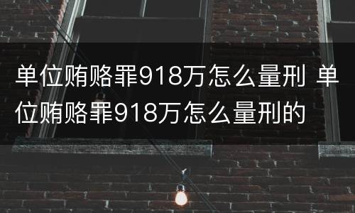 单位贿赂罪918万怎么量刑 单位贿赂罪918万怎么量刑的