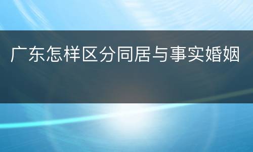 广东怎样区分同居与事实婚姻