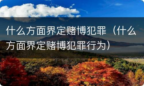 什么方面界定赌博犯罪（什么方面界定赌博犯罪行为）