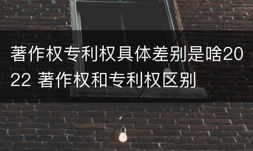 著作权专利权具体差别是啥2022 著作权和专利权区别