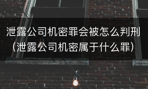 泄露公司机密罪会被怎么判刑（泄露公司机密属于什么罪）