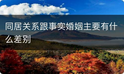 同居关系跟事实婚姻主要有什么差别