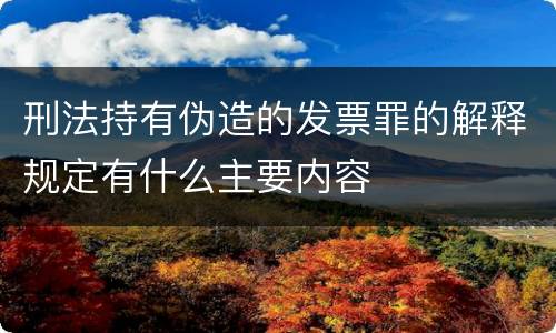 刑法持有伪造的发票罪的解释规定有什么主要内容
