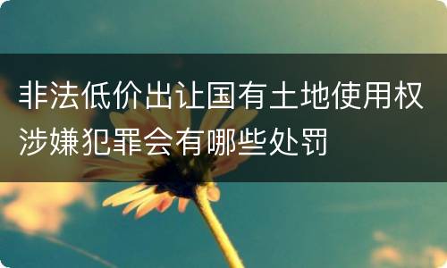 非法低价出让国有土地使用权涉嫌犯罪会有哪些处罚