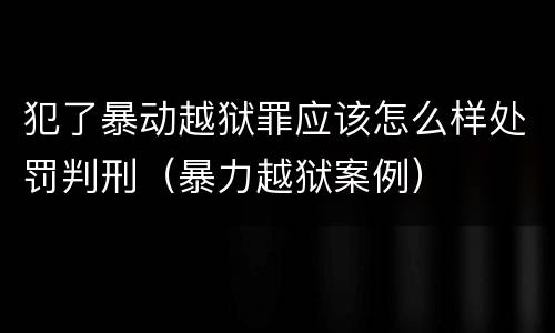 犯了暴动越狱罪应该怎么样处罚判刑（暴力越狱案例）