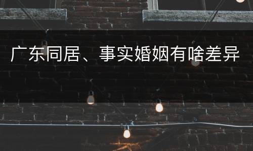 广东同居、事实婚姻有啥差异