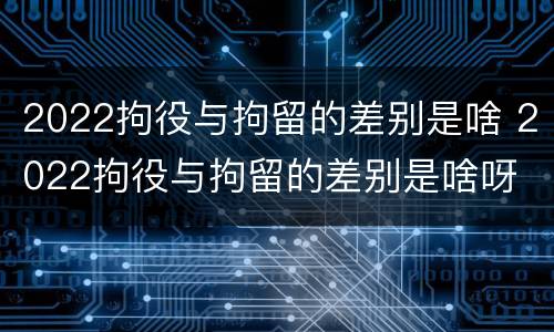 2022拘役与拘留的差别是啥 2022拘役与拘留的差别是啥呀