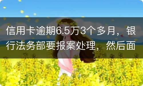 信用卡逾期6.5万3个多月，银行法务部要报案处理，然后面临5年以上坐牢