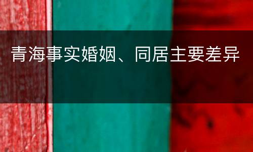 青海事实婚姻、同居主要差异