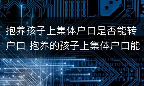 抱养孩子上集体户口是否能转户口 抱养的孩子上集体户口能回自己户口上吗