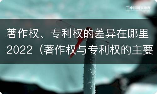 著作权、专利权的差异在哪里2022（著作权与专利权的主要区别是什么?）