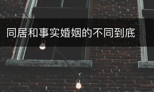 同居和事实婚姻的不同到底