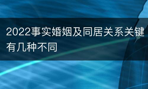 2022事实婚姻及同居关系关键有几种不同