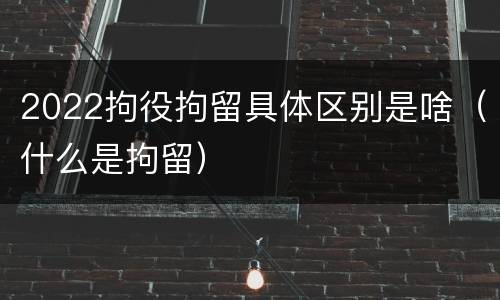 2022拘役拘留具体区别是啥（什么是拘留）
