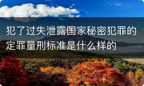 犯了过失泄露国家秘密犯罪的定罪量刑标准是什么样的