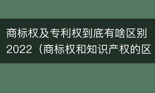 商标权及专利权到底有啥区别2022（商标权和知识产权的区别）