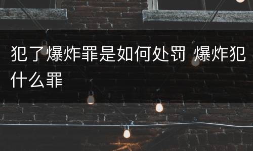 犯了爆炸罪是如何处罚 爆炸犯什么罪