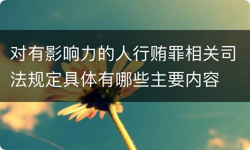 对有影响力的人行贿罪相关司法规定具体有哪些主要内容