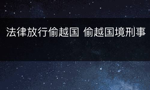 法律放行偷越国 偷越国境刑事