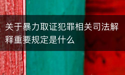 关于暴力取证犯罪相关司法解释重要规定是什么