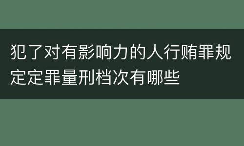 犯了对有影响力的人行贿罪规定定罪量刑档次有哪些