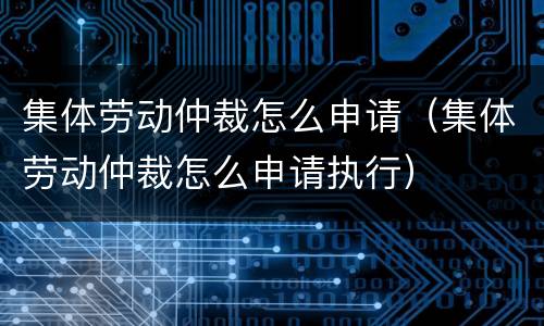 集体劳动仲裁怎么申请（集体劳动仲裁怎么申请执行）