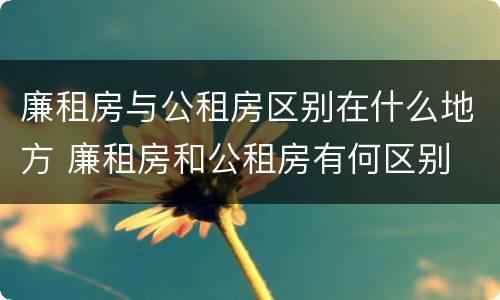 廉租房与公租房区别在什么地方 廉租房和公租房有何区别