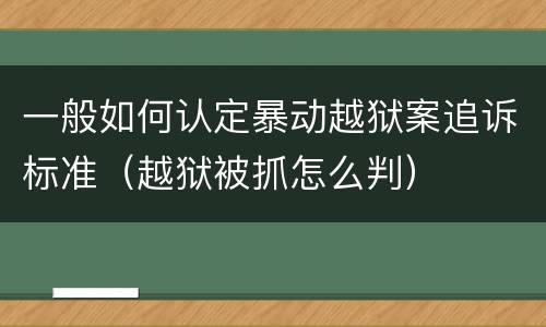 一般如何认定暴动越狱案追诉标准（越狱被抓怎么判）