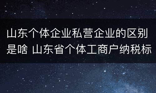 山东个体企业私营企业的区别是啥 山东省个体工商户纳税标准