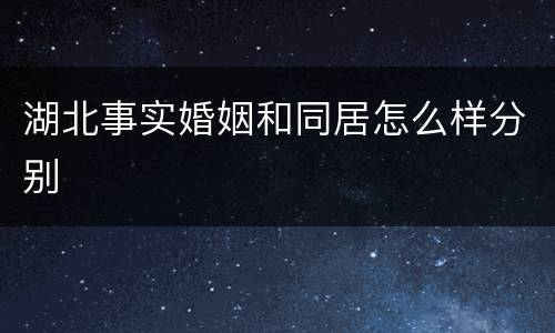 湖北事实婚姻和同居怎么样分别