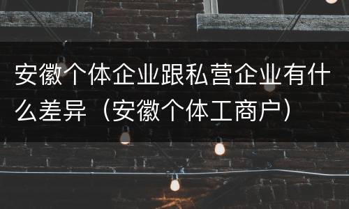 安徽个体企业跟私营企业有什么差异（安徽个体工商户）