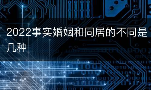 2022事实婚姻和同居的不同是几种