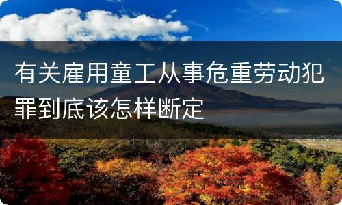 有关雇用童工从事危重劳动犯罪到底该怎样断定