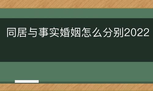 同居与事实婚姻怎么分别2022