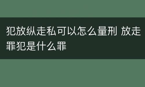 犯放纵走私可以怎么量刑 放走罪犯是什么罪