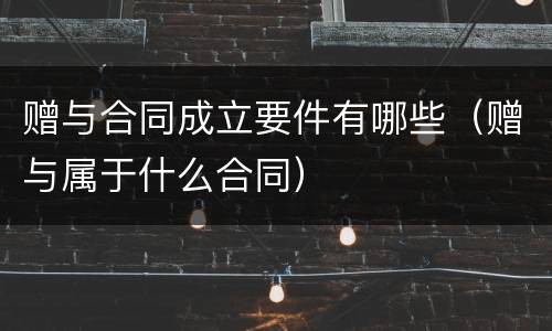 赠与合同成立要件有哪些（赠与属于什么合同）