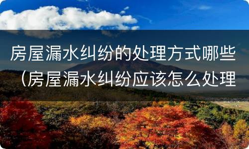 房屋漏水纠纷的处理方式哪些（房屋漏水纠纷应该怎么处理）
