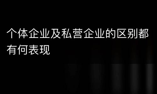 个体企业及私营企业的区别都有何表现