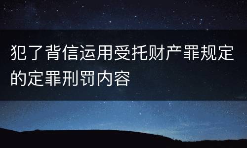 犯了背信运用受托财产罪规定的定罪刑罚内容