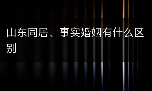 山东同居、事实婚姻有什么区别