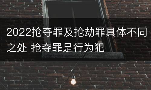 2022抢夺罪及抢劫罪具体不同之处 抢夺罪是行为犯