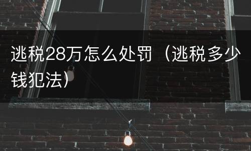 逃税28万怎么处罚（逃税多少钱犯法）