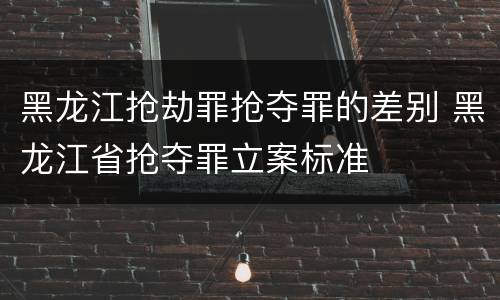 黑龙江抢劫罪抢夺罪的差别 黑龙江省抢夺罪立案标准