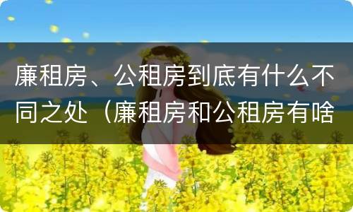 廉租房、公租房到底有什么不同之处（廉租房和公租房有啥区别）