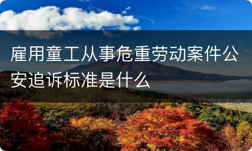 雇用童工从事危重劳动案件公安追诉标准是什么