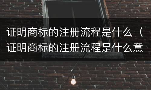 证明商标的注册流程是什么（证明商标的注册流程是什么意思）