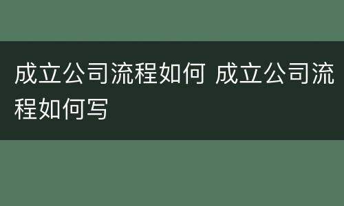 成立公司流程如何 成立公司流程如何写