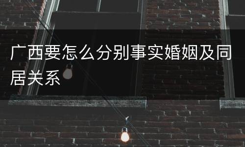 广西要怎么分别事实婚姻及同居关系